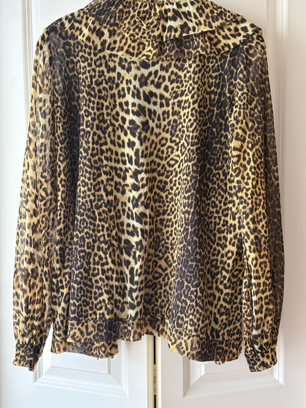 Jean Paul Gaultier Leopard Print Ruffle Open-Front Mesh Top Cardigan - Picture 7 of 12